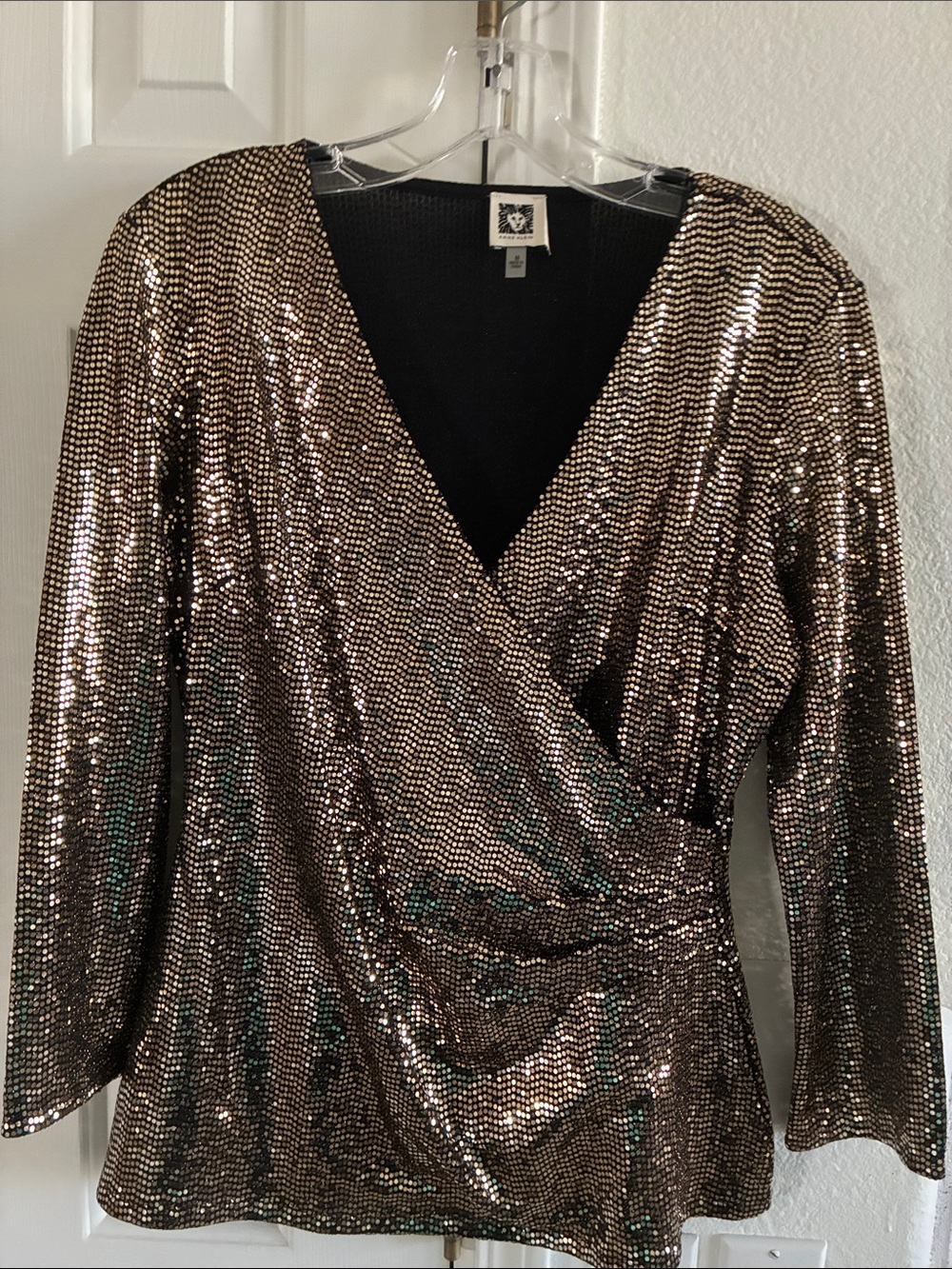 Anne Klein Black Metallic Knit Top